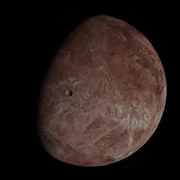 Highly detailed Blender 3D model showcasing the textured surface and features of Makemake, a Kuiper belt dwarf planet.