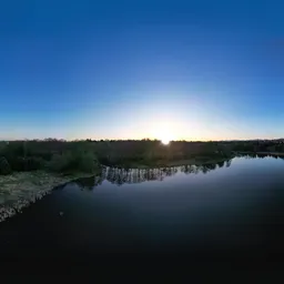 Aerial Sunset over Lake