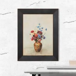 Flower painting with black frame