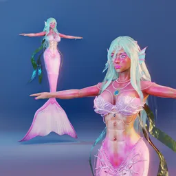 Mermaid Princess Character - Semi Realistic - Rigged (Auto-Rig Pro)