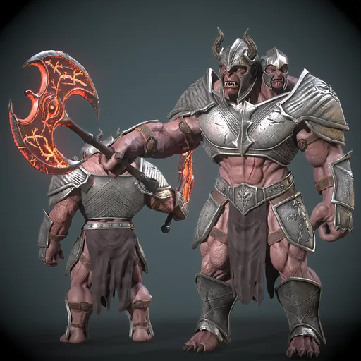 Two-Headed Armored Ogre Warrior