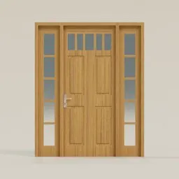 Craftsman Wood Door with Sidelights