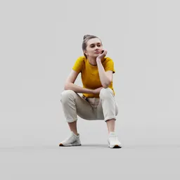 Girl in a T-shirt sitting