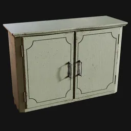 Old Wood Wall-Mounted Cabinet Painted