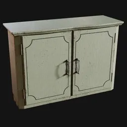 Old Wood Wall-Mounted Cabinet Painted
