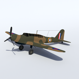 Low Poly Fairey Battle WWII Airplane