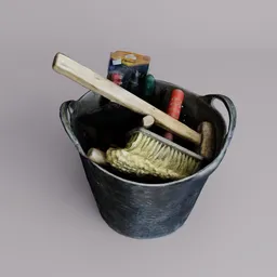 Black Bucket with Construction Tools