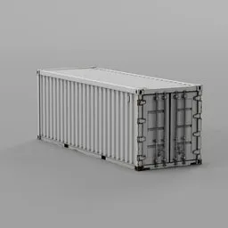 3D-rendered white industrial container model with a low poly design, optimized for Blender and video game asset development.