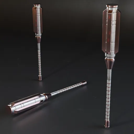 Low poly 3D mace model with high-quality metal materials, ideal for war game designs, ready for Blender 3D use.