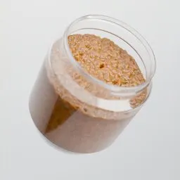 High-detail Blender 3D model of peanut butter in a clear PET jar, using photogrammetry textures, ideal for close-ups.