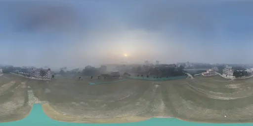 Foggy Village Panorama