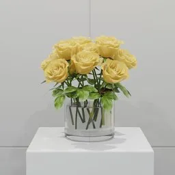 Yellow Rose Glass Vase