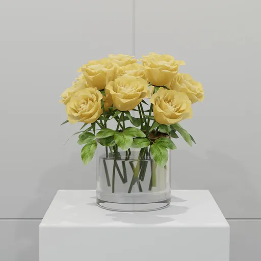 Yellow Rose Glass Vase