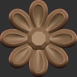 Decorative flower pattern 3D sculpting brush for Blender, creates detailed ornamental surfaces.