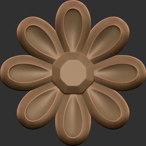 Decorative flower pattern 3D sculpting brush for Blender, creates detailed ornamental surfaces.