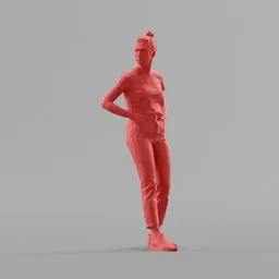 Lowpoly Female leans on the railing