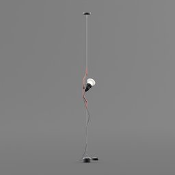 3D Blender model of modern adjustable floor lamp with steel cable, reflecting Castiglioni's elegant design aesthetics.