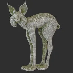 Lynx stone moss statue