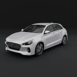 Highly detailed 3D Hyundai i30 model showcasing exterior design and realistic lighting, compatible with Blender.