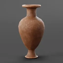 "Terracotta decorative vase modeled in Blender 3D, inspired by Lan Ying's clay art. Perfect for adding a touch of medieval decor to your scenes or games."