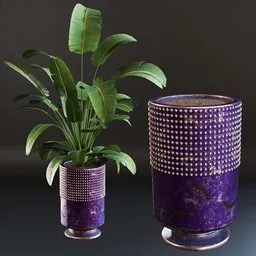 High-quality 3D model of Strelitzia reginae in a textured white vase, ideal for Blender 3D indoor nature scenes.