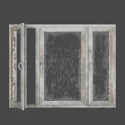Realistic Blender 3D model of a vintage painted wooden window with clear glass, perfect for architectural renderings.