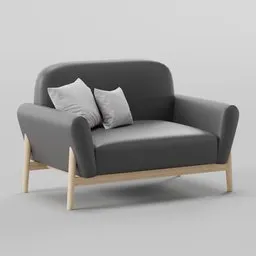 Leather 2-seater sofa DarkGrey