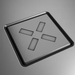 Detailed 3D X cross panel decal for industrial design, compatible with Blender 3D, showcasing clean topology and materials.