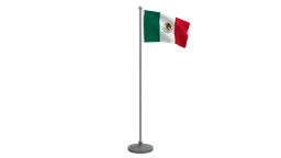 Low-poly Mexican flag 3D model on pole, optimized for Blender CG visualization and animation.