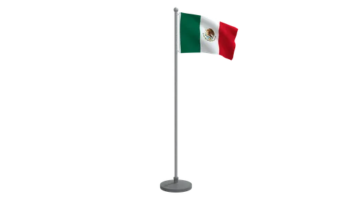Low-poly Mexican flag 3D model on pole, optimized for Blender CG visualization and animation.