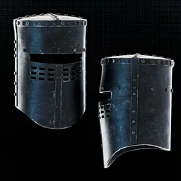 Darkened Medieval Knight Helmet