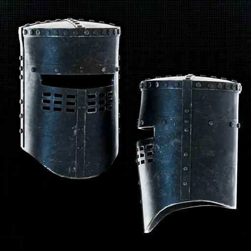 Darkened Medieval Knight Helmet