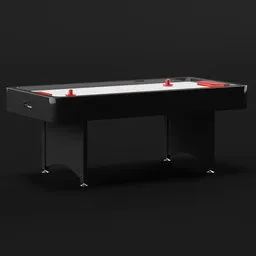 "Table Air Hockey Game Table" - A close-up of a red top table with a black base, ideal for Blender 3D models. This 3D model showcases a sporty game table design suitable for immersive gaming experiences. Enhance your Blender 3D projects with this accurate representation of a table air hockey game.