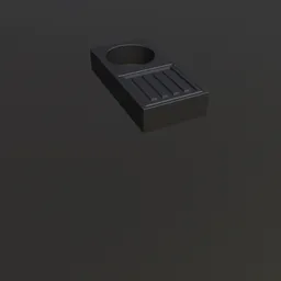 Detailed 3D model of a dark grey gutter gaiger for building facades, compatible with Blender software.