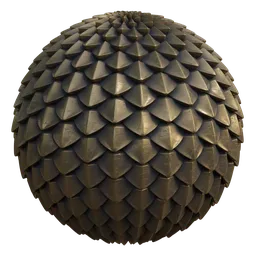 High-quality PBR texture for 3D modeling, featuring brass metal scale armor surface, suitable for Blender and other 3D apps.