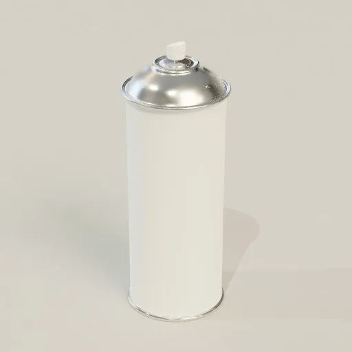 Realistic 3D model of a spray paint can, detailed cap, ideal for Blender 3D rendering and visualization.