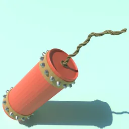 "Stylized historic military grenade 3D model with battery, wires and gentle smoke effect, made with Blender 3D. Symmetrical and cartoony lighting adds character to this explosive model. Perfect for game development and realistic renderings."