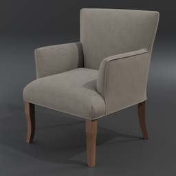 "Miriam Armchair 3D model for Blender 3D: Furniture with an aristocratic appearance, inspired by Allen Butler Talcott and modeled with high detail. Fabric seat, wooden legs, and customizable materials."
