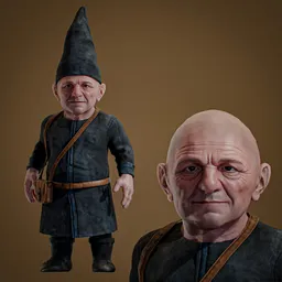 Dwarf character Body + Face Rigged