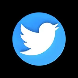 "Blue Twitter logo with white bird, suitable for media and design projects. Subdivision control available. Blender 3D model inspired by George Biddle."