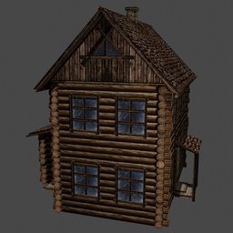 Two-story old Russian hut