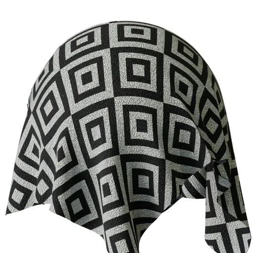 Black and white square pattern PBR fabric carpet material for Blender 3D rendering.
