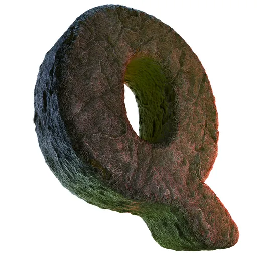 Q Letter of Alphabet Stone Carved