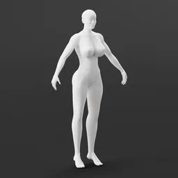 Detailed 3D female base mesh suitable for character modeling in Blender, neutral pose.