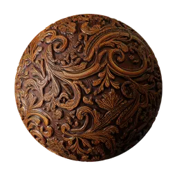 Wood with decorative carvings