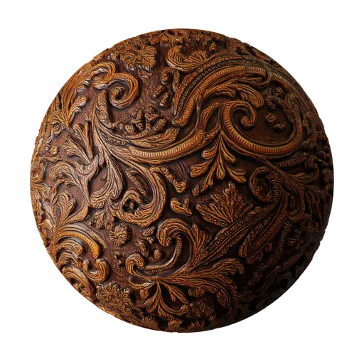 Wood with decorative carvings
