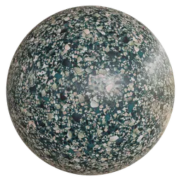 High-quality green terrazzo PBR texture for Blender 3D material library, seamlessly tileable with 4k resolution.