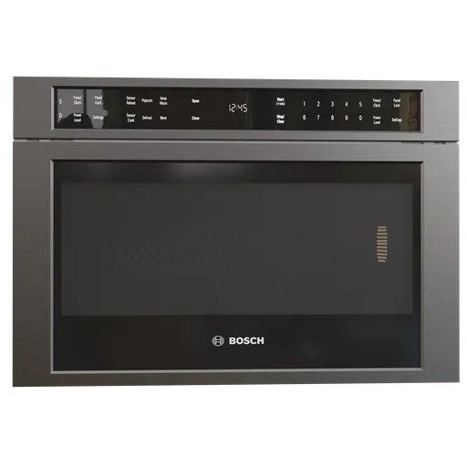 High-quality 3D rendering of a stainless steel microwave for Blender Cycles, detailed kitchen appliance model.