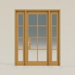 Modern Wooden Glass Entry Door Set