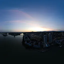 Aerial City Twilight Sunset